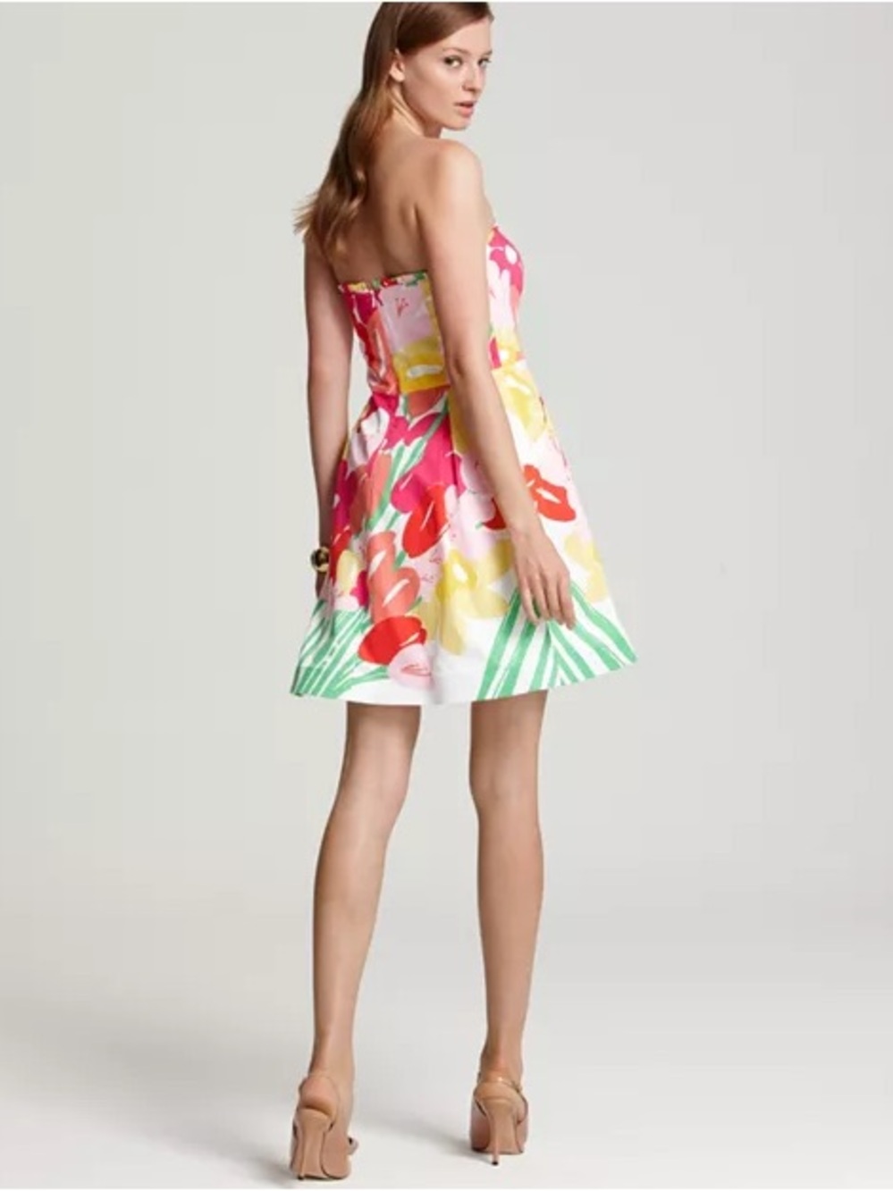 Lilly Pulitzer Blossom Strapless Dress Lavish Lilly Floral Flare Pockets Size 6 - Picture 2 of 8